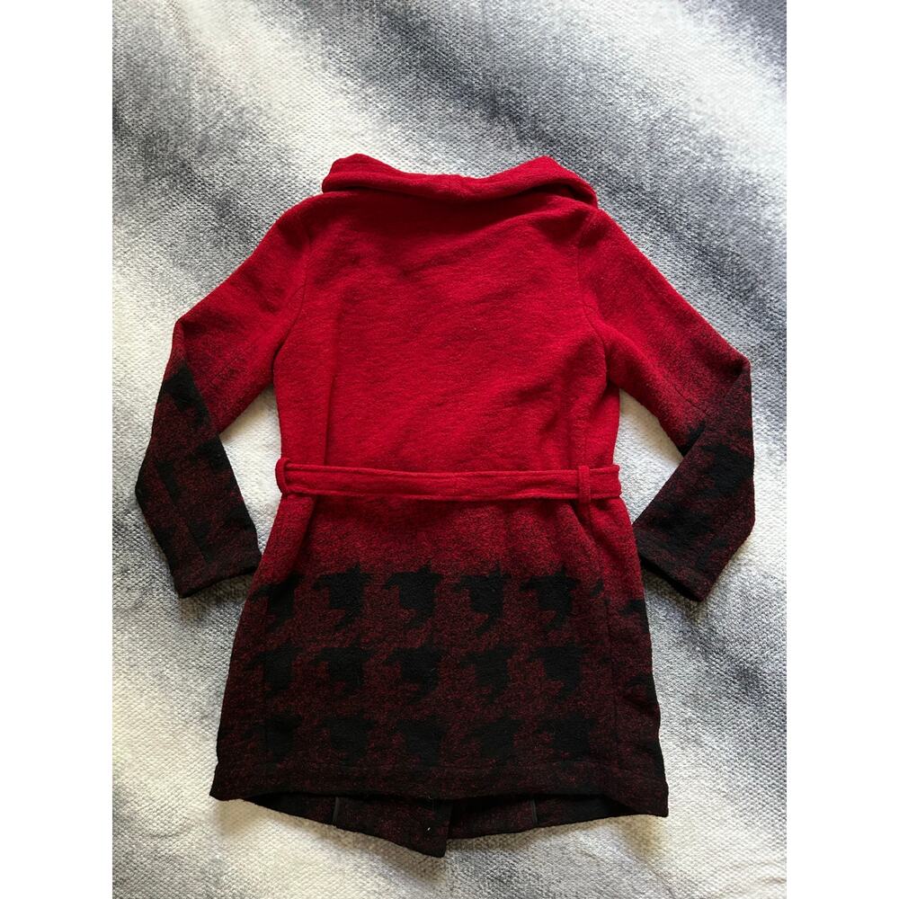 Cupcakes & cashmere 'Brighton' Houndstooth Wrap Coat Wool Belted Size Small Cozy - Picture 3 of 12